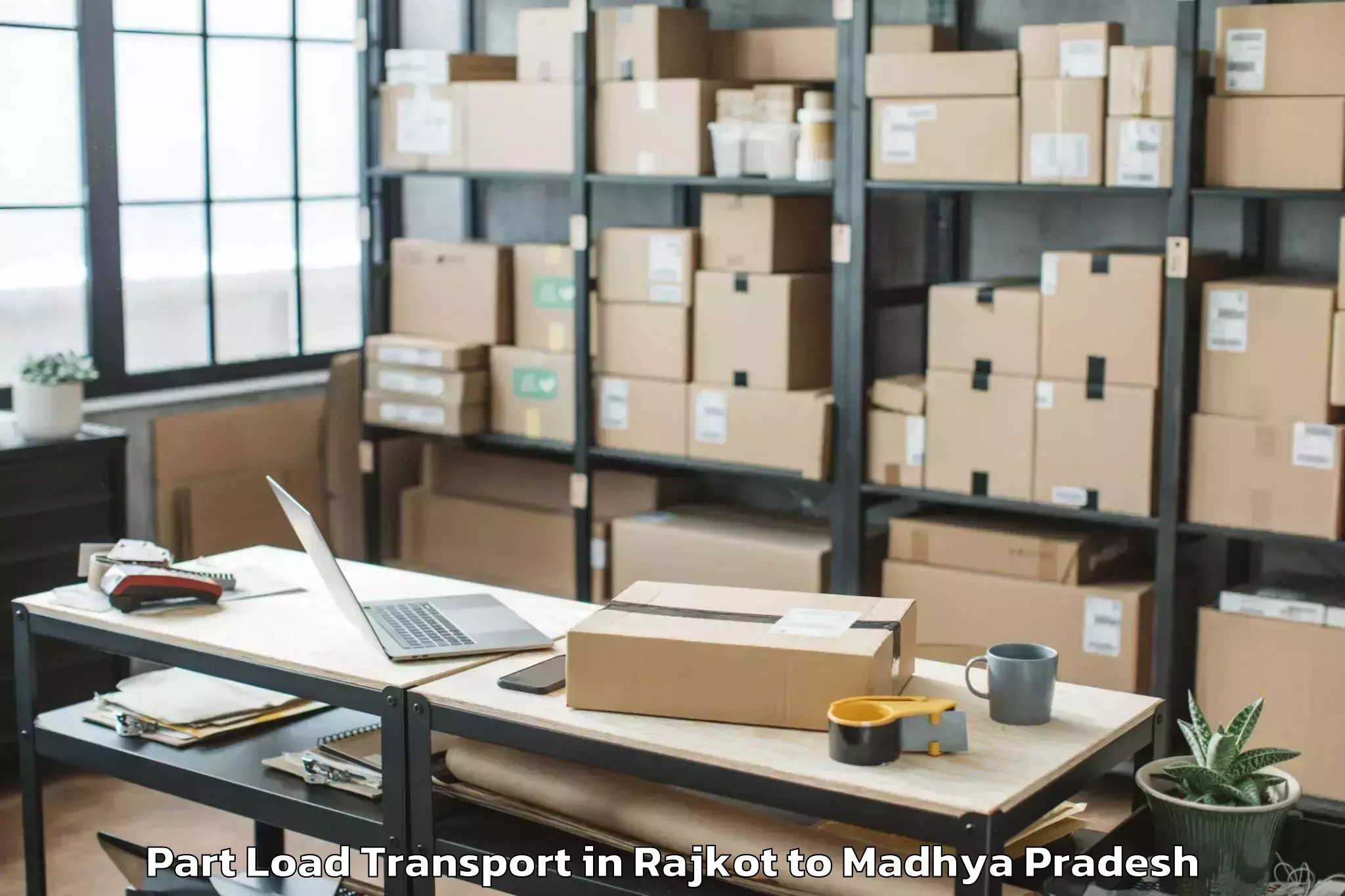 Professional Rajkot to Indore Airport Idr Part Load Transport